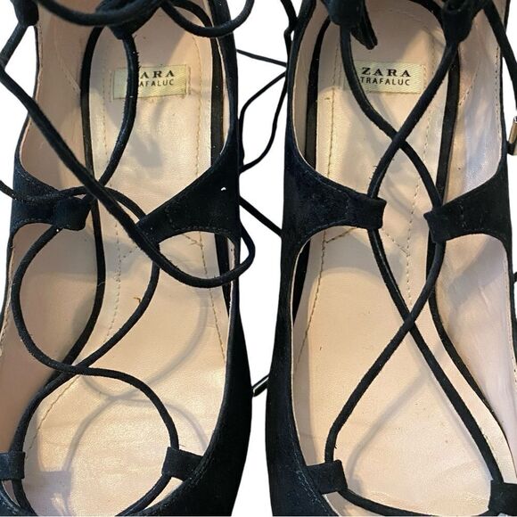 Women's Zara Black Suede Lace Up Shoe EU Size 39 - Picture 8 of 9